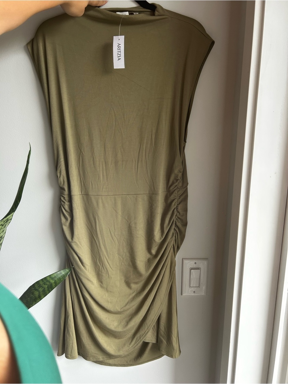 NWT Wilfred Boulevard Ruched Mini Dress - Bosana Green - XL